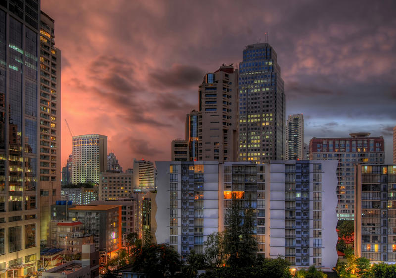 HDR-bild av Sukhumvit området i Bangkok