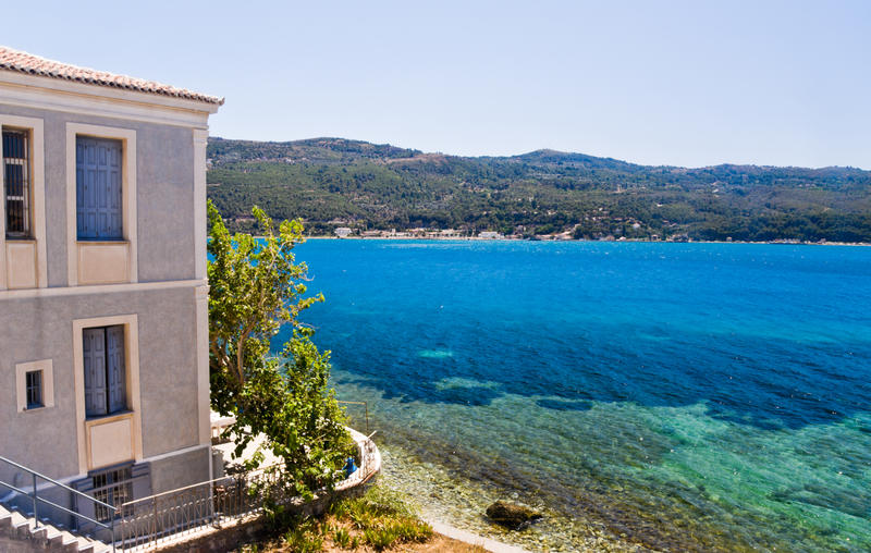 Hus på stranden på ön Samos