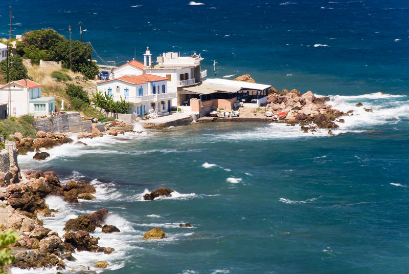 Hus vid havet på ön Samos