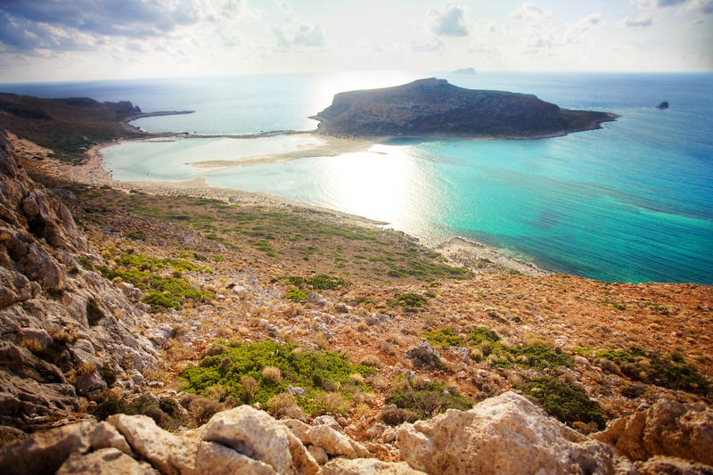 Vy över hela Balos Bay (Den blå Lagunen) på Kreta