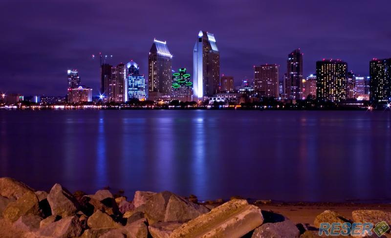 San Diegos City på natten
