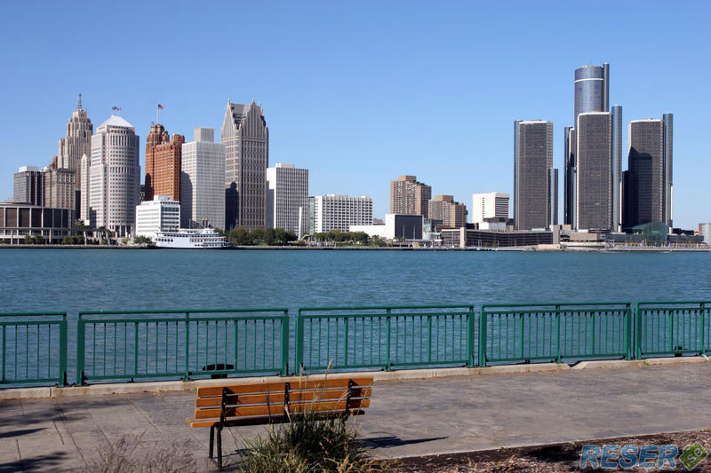 Vy över Detroits horizontlinje från Windsor